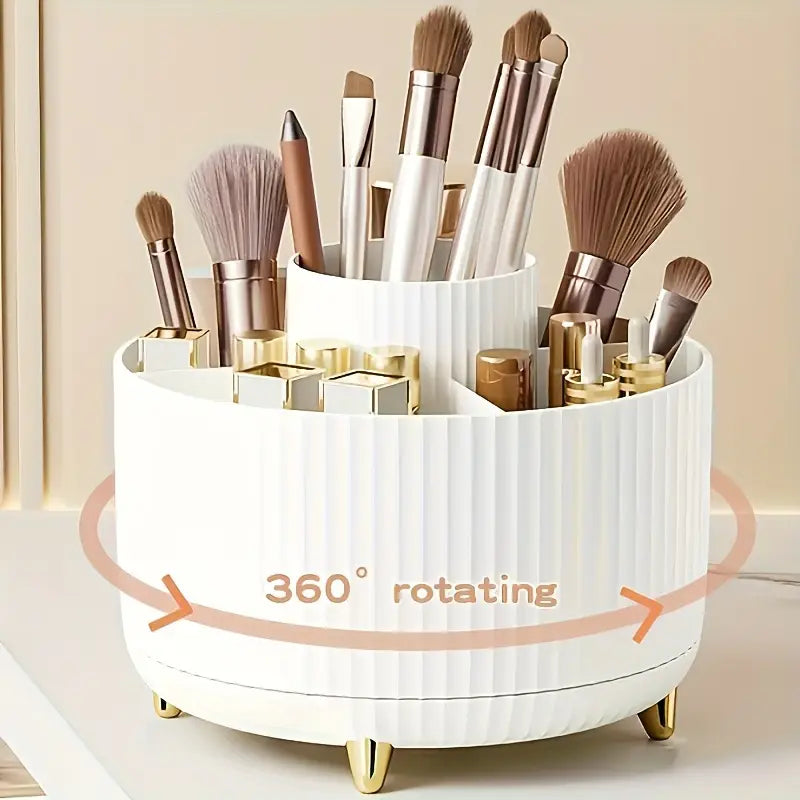 360° Rotating Makeup Brush Organizer